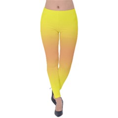 Electric Yellow To Coral Pink Bilinear Gradient Velvet Leggings