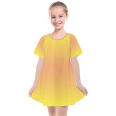 Electric Yellow To Coral Pink Bilinear Gradient Kids  Smock Dress