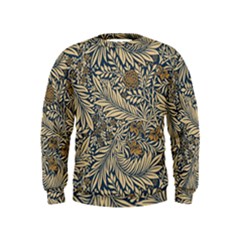 Brown Vintage Background Vintage Floral Pattern, Brown Kids  Sweatshirt
