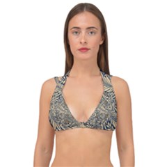 Brown Vintage Background Vintage Floral Pattern, Brown Double Strap Halter Bikini Top by kyorashop23