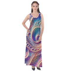 Abstract Fractal Art Swirl Pattern Sleeveless Velour Maxi Dress by Salmanaz77