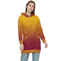 Amber Orange To Burgundy Red Linear Gradient Women s Long Oversized Pullover Hoodie