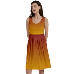 Burgundy Red To Amber Orange Linear Gradient Classic Skater Dress by GradientsOmbre