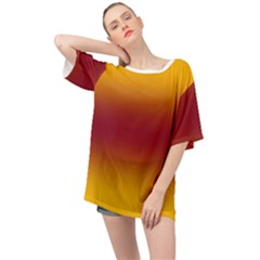 Amber Orange To Burgundy Red Bilinear Gradient Oversized Chiffon Top