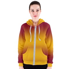 Burgundy Red To Amber Orange Bilinear Gradient Women s Zipper Hoodie