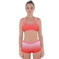 Pink Lace To Scarlet Red Linear Gradient Racerback Boyleg Bikini Set