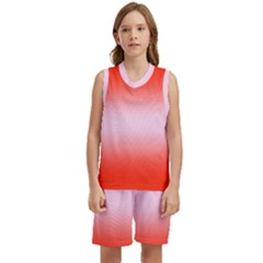 Scarlet Red To Pink Lace Bilinear Gradient Kids  Basketball Mesh Set by GradientsOmbre