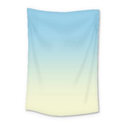Baby Blue To Cream Yellow Linear Gradient Small Tapestry by GradientsOmbre