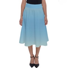 Cream Yellow To Baby Blue Bilinear Gradient Perfect Length Midi Skirt by GradientsOmbre