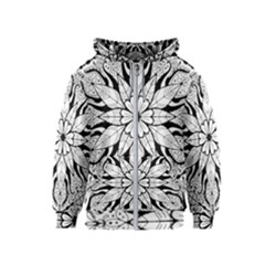 Seamless Tiling Pattern Hand Drawn Black White Kids  Zipper Hoodie