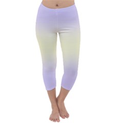 Pale Violet To Cream Yellow Bilinear Gradient Capri Winter Leggings  by GradientsOmbre