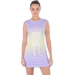 Pale Violet To Cream Yellow Bilinear Gradient Lace Up Front Bodycon Dress