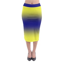 Electric Yellow To Navy Blue Bilinear Gradient Midi Pencil Skirt