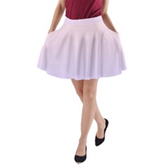 Pale Pink To Pale Violet Linear Gradient A-line Pocket Skirt