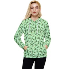 Leaves Pattern Texture Seamless Women s Lightweight Drawstring Hoodie