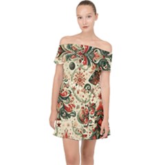 Christmas Tree Snow Off Shoulder Chiffon Dress