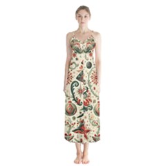 Christmas Tree Snow Button Up Chiffon Maxi Dress