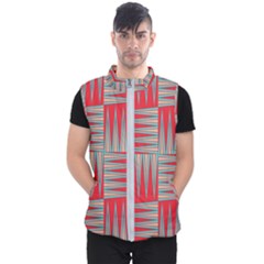 Zigzag Pattern Chevron Red Men s Puffer Vest