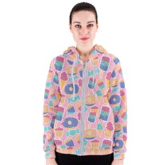 Ice Cream Donut Sweets Candie Women s Zipper Hoodie