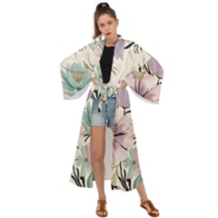 Flowers Pattern Floral Maxi Kimono