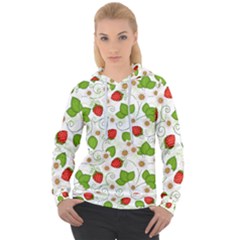 Strawberry Fruit Pattern Leaves Women s Overhead Hoodie