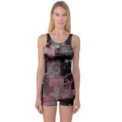 Aesthetic , Aesthetic, Dark One Piece Boyleg Swimsuit