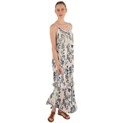 Blue Vintage Background Cami Maxi Ruffle Chiffon Dress