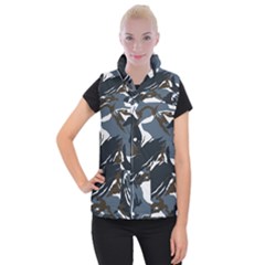 Blue Winter Camouflage, Military Camouflage Women s Button Up Vest by kyorashop23