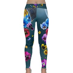 Falling Flowers, Art, Coffee Cup Classic Yoga Leggings by kyorashop23