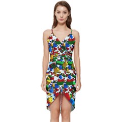 Falling Lego Bricks, Desenho, Fall, Games Wrap Frill Dress by kyorashop23