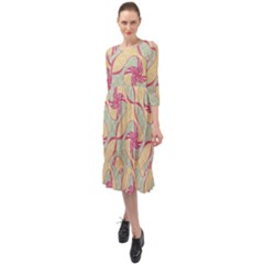 Abstract Pattern Design Scrapbooking Ruffle End Midi Chiffon Dress by Paksenen
