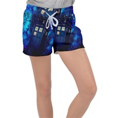 Tardis Doctor Who Space Galaxy Women s Velour Lounge Shorts by Cemarart