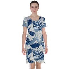 Japanese Wave Pattern Short Sleeve Nightdress