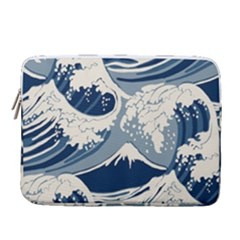 Japanese Wave Pattern 14  Vertical Laptop Sleeve Case With Pocket by Cemarart