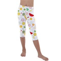 Pattern Seamless Texture Fruit Kids  Lightweight Velour Capri Leggings  by Sabxi