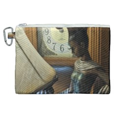 Erte Figurine And A Clock Canvas Cosmetic Bag (xl)