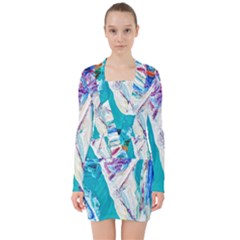 Sailing Boat V-neck Bodycon Long Sleeve Dress