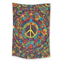 Peace Abstract Pattern Creative Drawing Large Tapestry by Posterlux