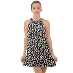 Gothic Leaf Pattern 5 Halter Tie Back Chiffon Dress by violetheavensky