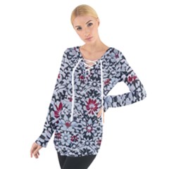 Gothic Leaf Pattern 6 Tie Up T-shirt by violetheavensky