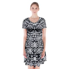 Gothic Leaf Pattern 3 Short Sleeve V-neck Flare Dress by violetheavensky