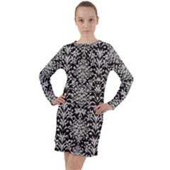 Gothic Leaf Pattern 4 Long Sleeve Hoodie Dress by violetheavensky