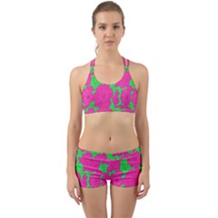 Mid Century Retro Floral 1970s 1960s Pattern 98 Back Web Gym Set