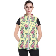 Retro 1880s Flowers Pattern 8 Women s Puffer Vest by violetheavensky