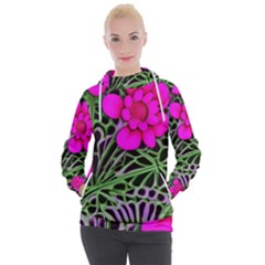 Mid Century Retro Floral 1970s 1960s Pattern 99 Women s Hooded Pullover