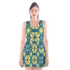 Royal Fractal Pattern 2 Scoop Neck Skater Dress