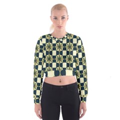 Royal Fractal Pattern Cropped Sweatshirt