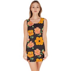 Retro 40s 50s Flowers Pattern Halloween 3 Bodycon Dress