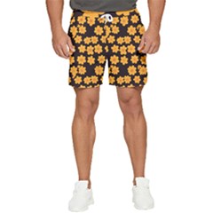 Retro 40s 50s Flowers Pattern Halloween 4 Men s Runner Shorts by violetheavensky