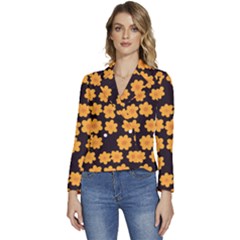 Retro 40s 50s Flowers Pattern Halloween 4 Women s Long Sleeve Revers Collar Cropped Jacket